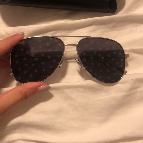 SOLD Saint Laurent Metal Aviator Star-Lens Sunglasses - Picture 3 of 8